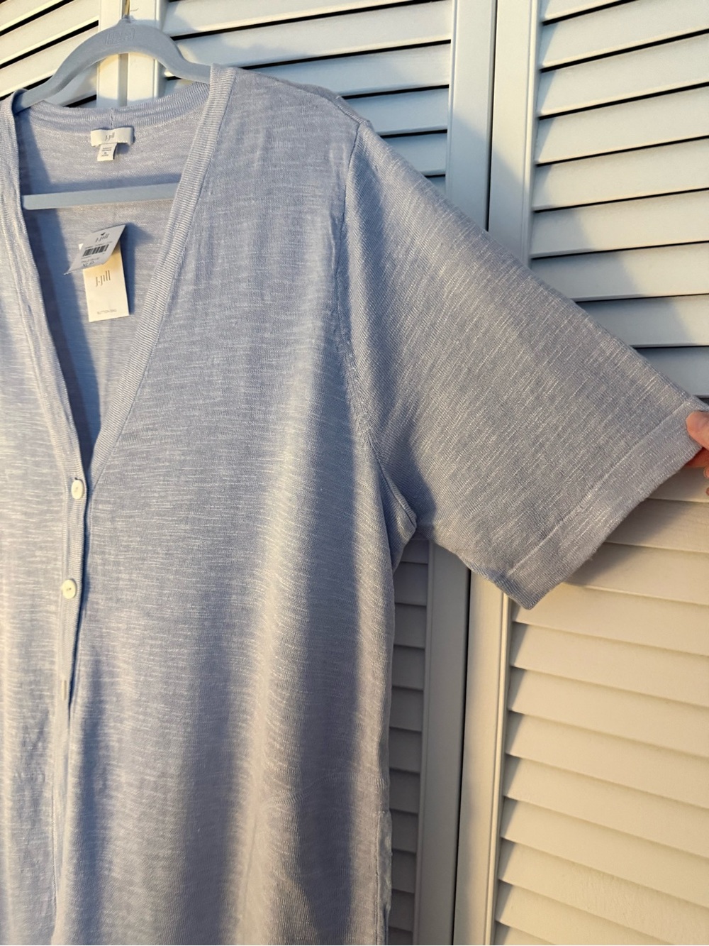 NWT XLP J.Jill Light Blue V-Neck Button Knit Top short-sleeves cardigan